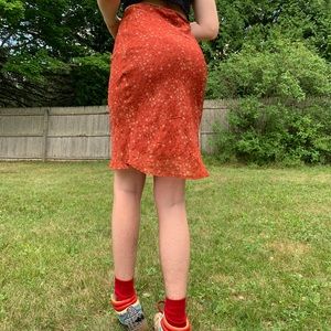 Orange floral skirt